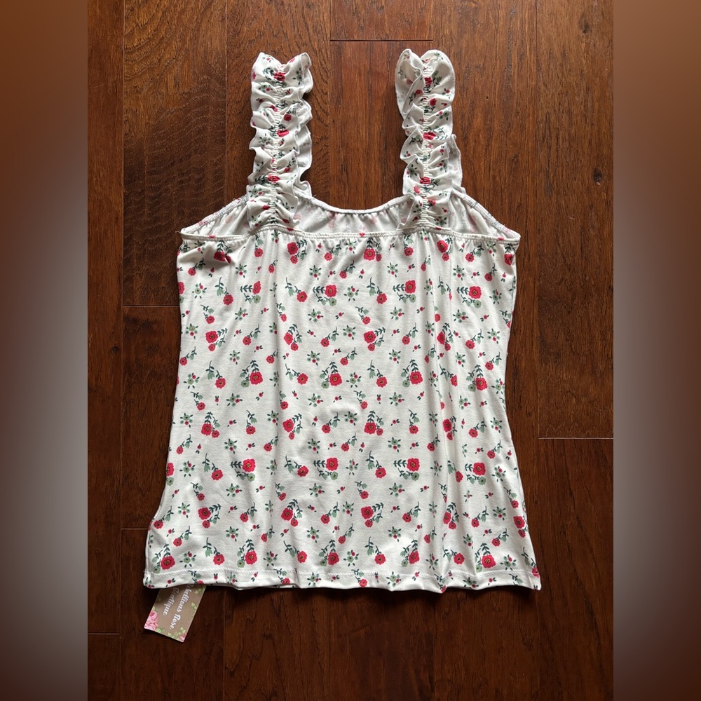 White Birch Ivory Floral Ruffle Sleeve Knit Top | Size XL - Picture 5 of 9